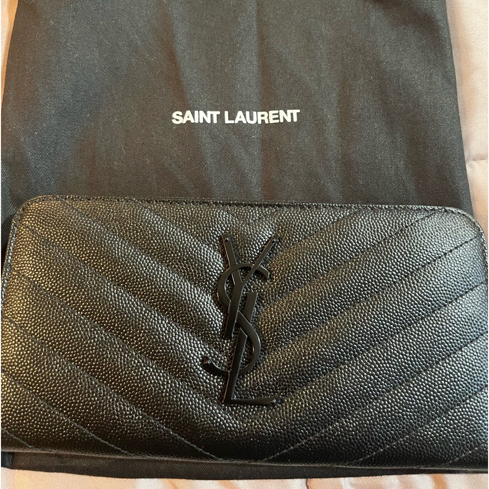 New YSL Monogram Continental Zip-Around Wallet